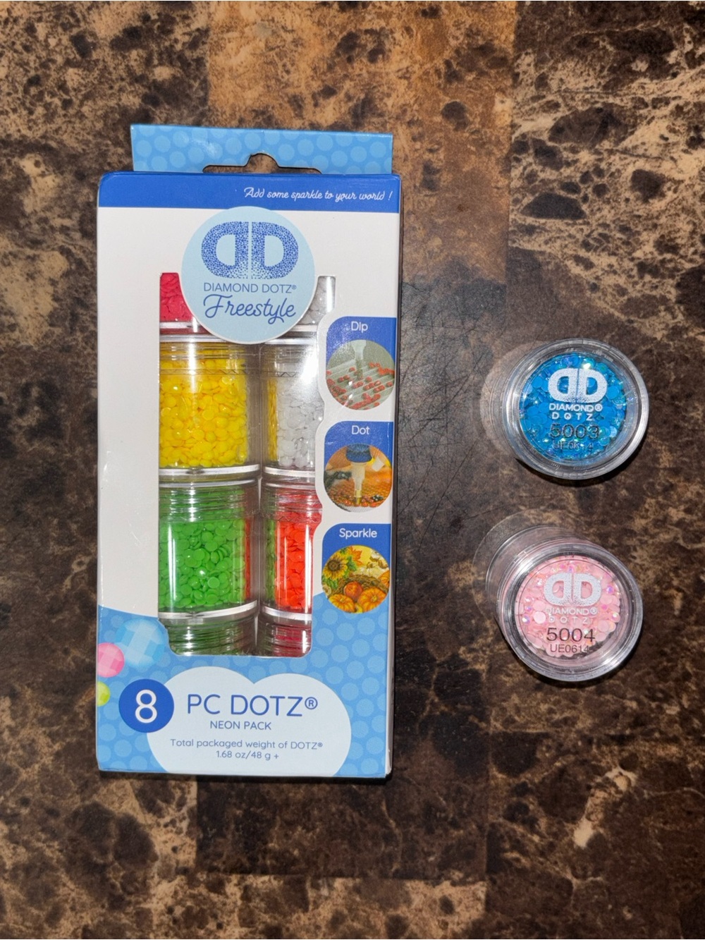 Diamond Dotz Freestyle Neon Dotz Pack - 8PC + 2 Shimmering PC